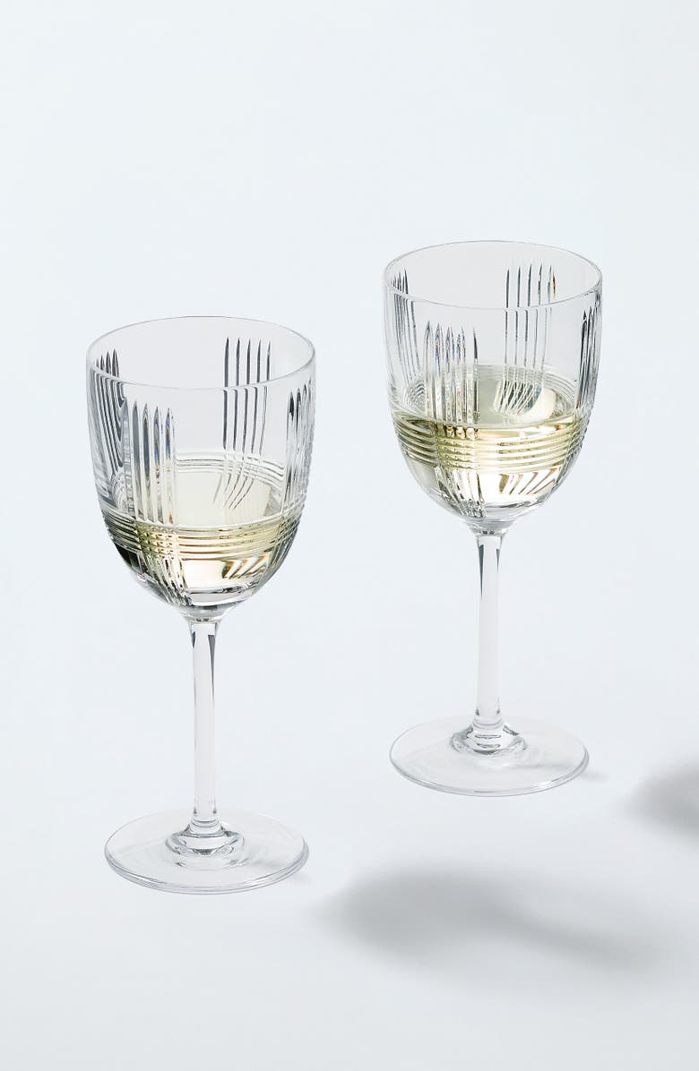 Waterford Marquis Vector Set of 2 Crystal White Wine Glasses, Alternate, color, 
