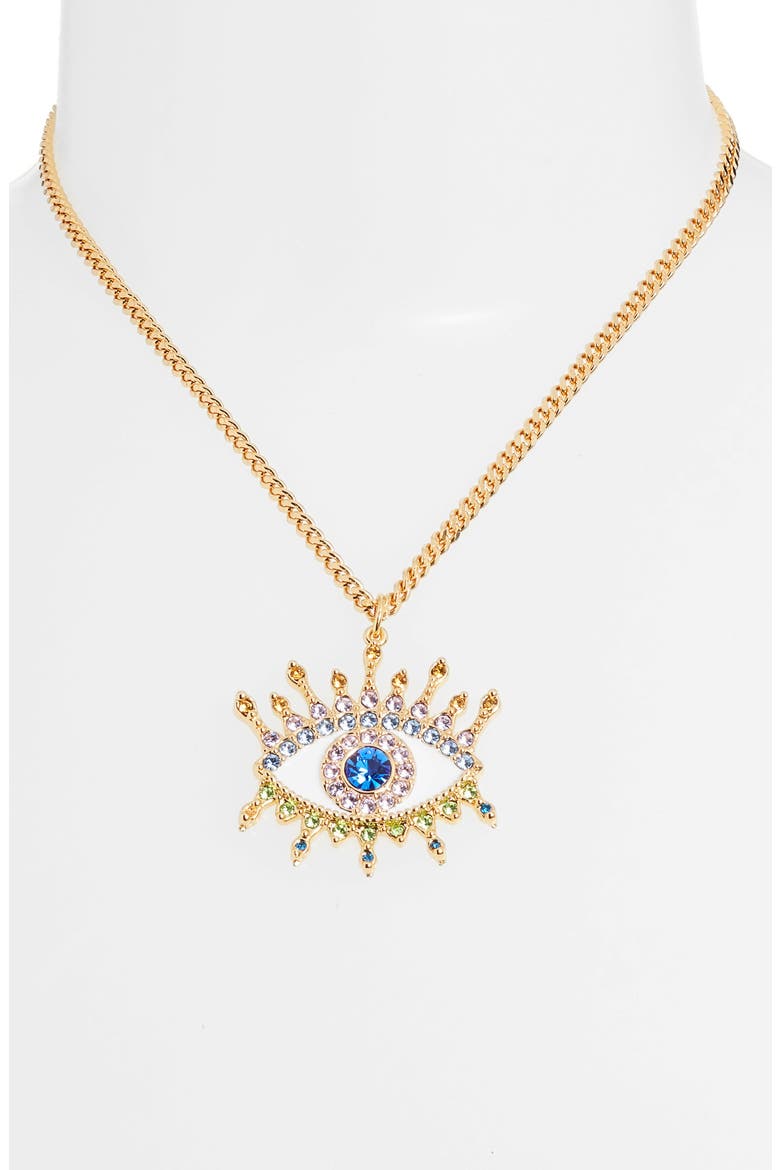 Evil Eye Pendant Necklace, Alternate, color, BLUE MULTI