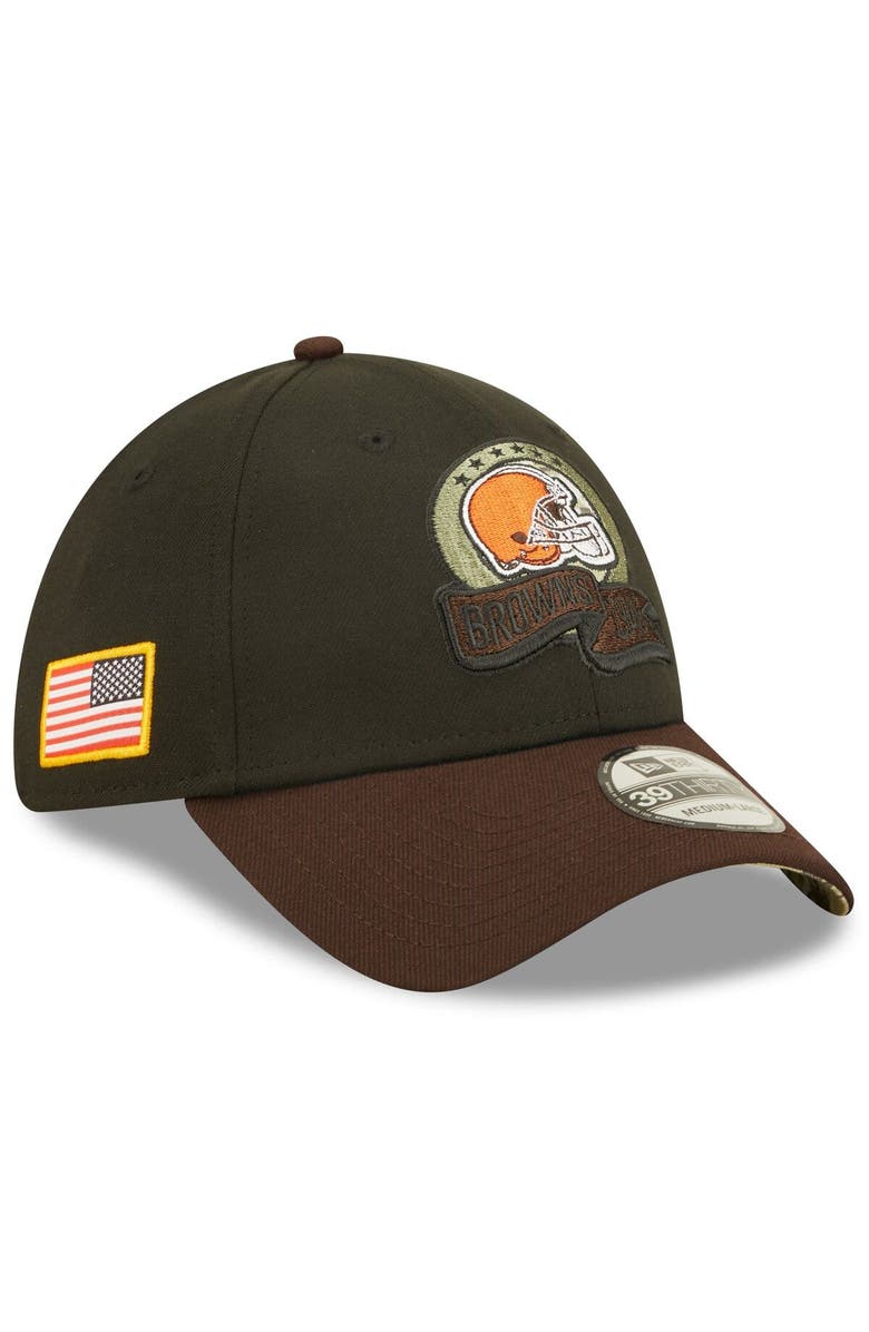 New Era Men's New Era Black/Brown Cleveland Browns 2022 Salute To Service 39THIRTY Flex Hat, Main, color,