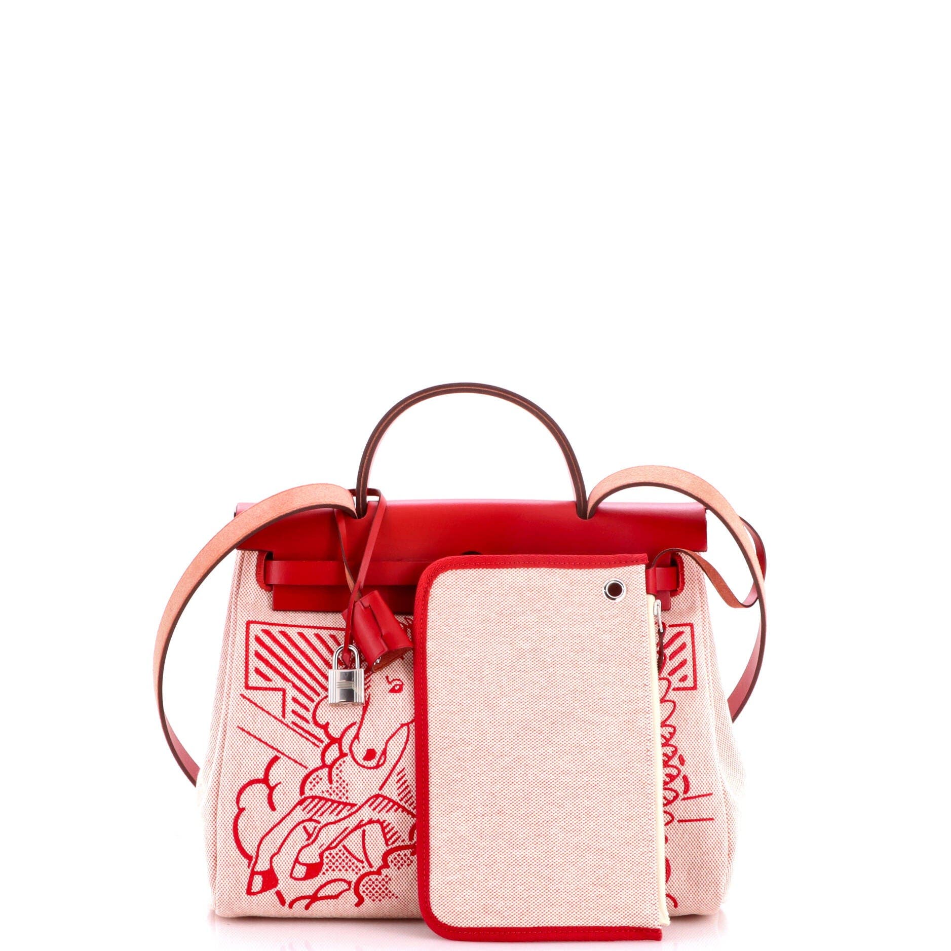 Herbag Zip Pegase Pop Toile and Leather 31, Alternate, color, Red