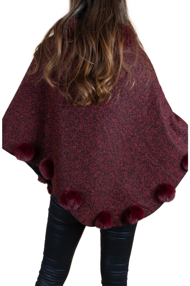 Posey Faux Fur Pompom Poncho, Main, color, RED