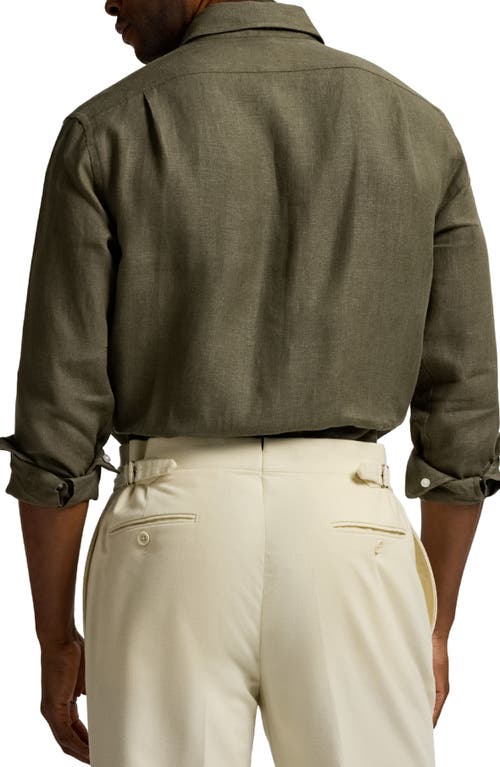 Ralph Lauren Purple Label Tailored Linen Button-up Shirt In Green