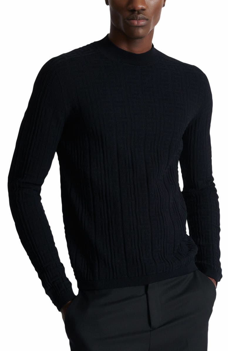 Balmain Silk And Cotton Knit Pb Jumper, Alternate, color, Black