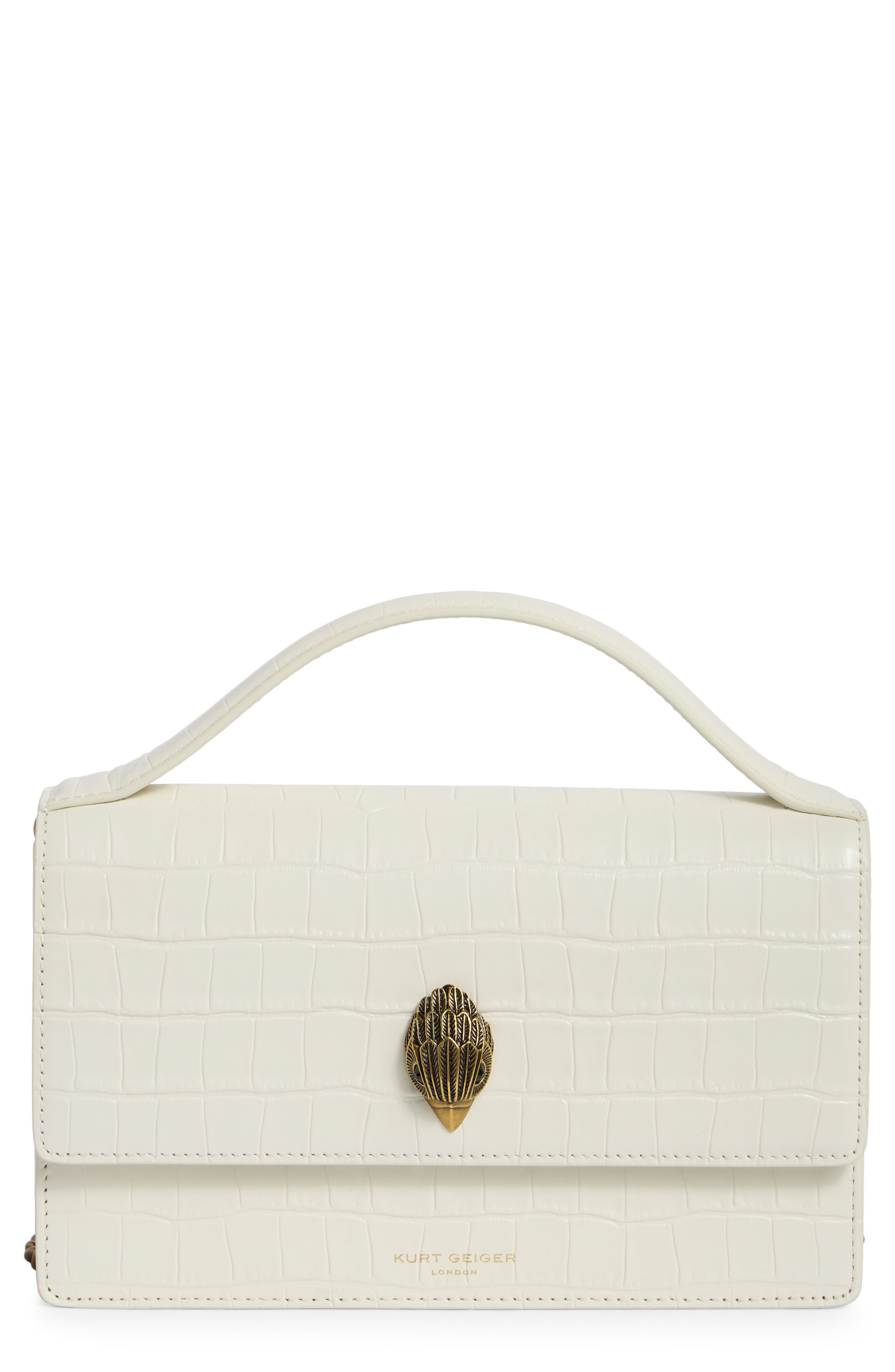 Kurt Geiger London Bond Croc Embossed Leather Top Handle Bag