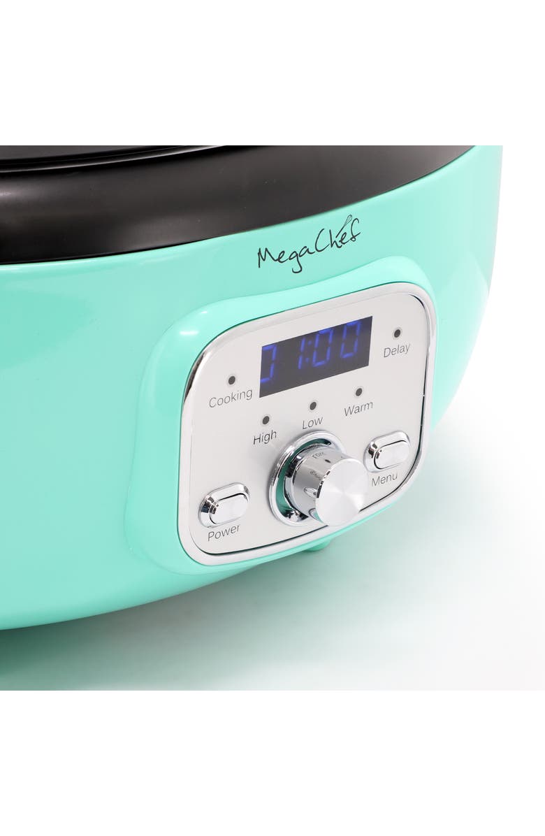 Megachef 3.7 Quart Oval Electric Slow Cooker in Turquoise, Alternate, color, Blue