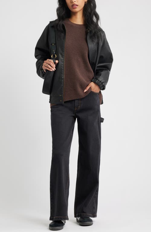 Bp. Fuzzy Oversize Sweater In Brown