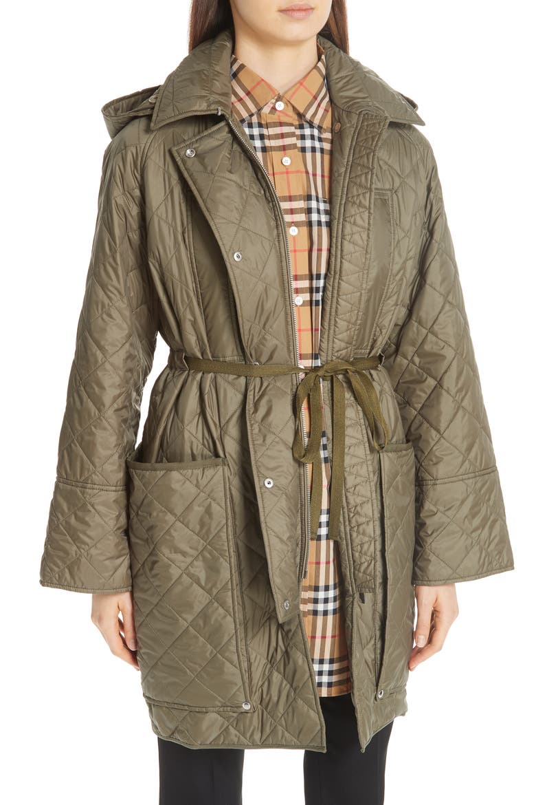 Coleraine Quilted Drawstring Jacket, Alternate, color, CADET GREEN