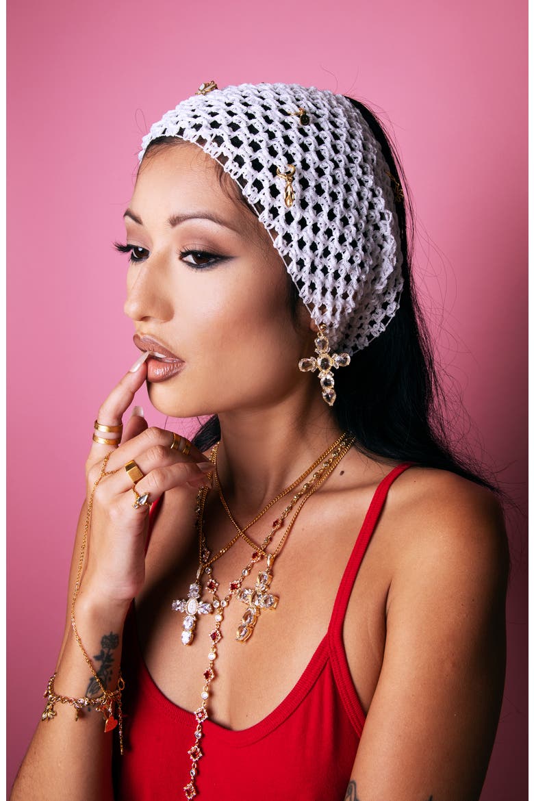 XL Cross Drop Earrings, Alternate, color, GOLD