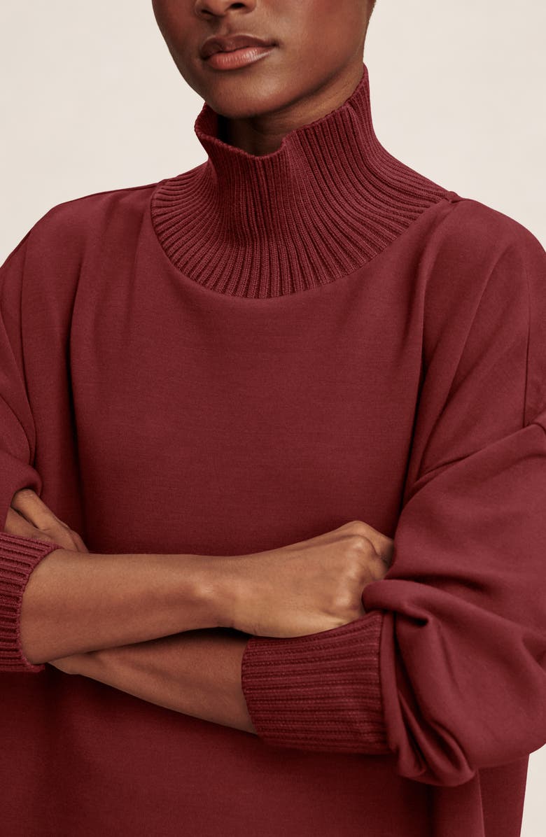 Varley Barker Turtleneck Sweatshirt, Alternate, color, New Maroon