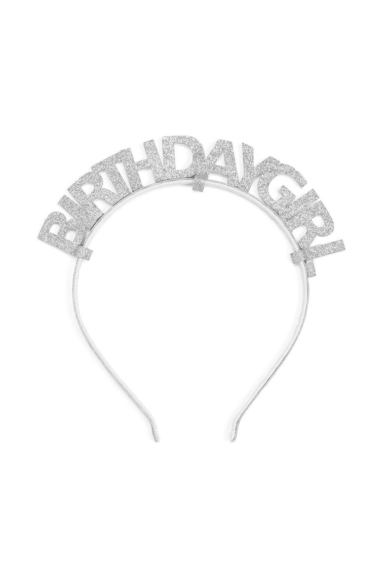 Silver Birthday Girl Headband, Main, color, Silver