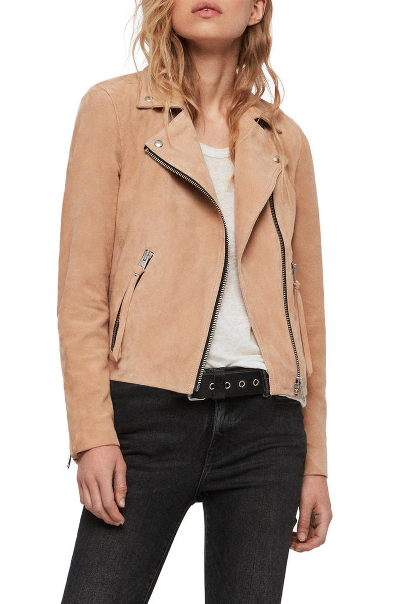 AllSaints Dalby Suede Biker Jacket, Main, color,