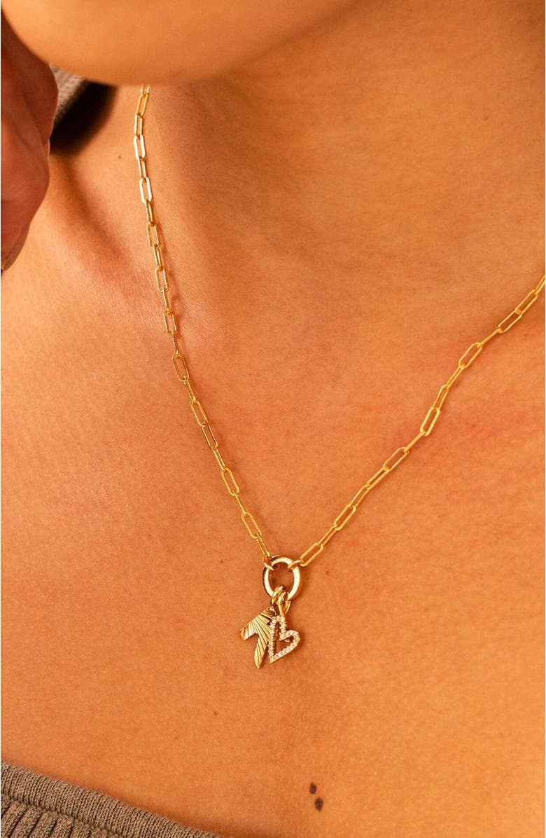 MADE BY MARY Jude Charm Necklace with CZ Link Lock, Alternate, color, Silver