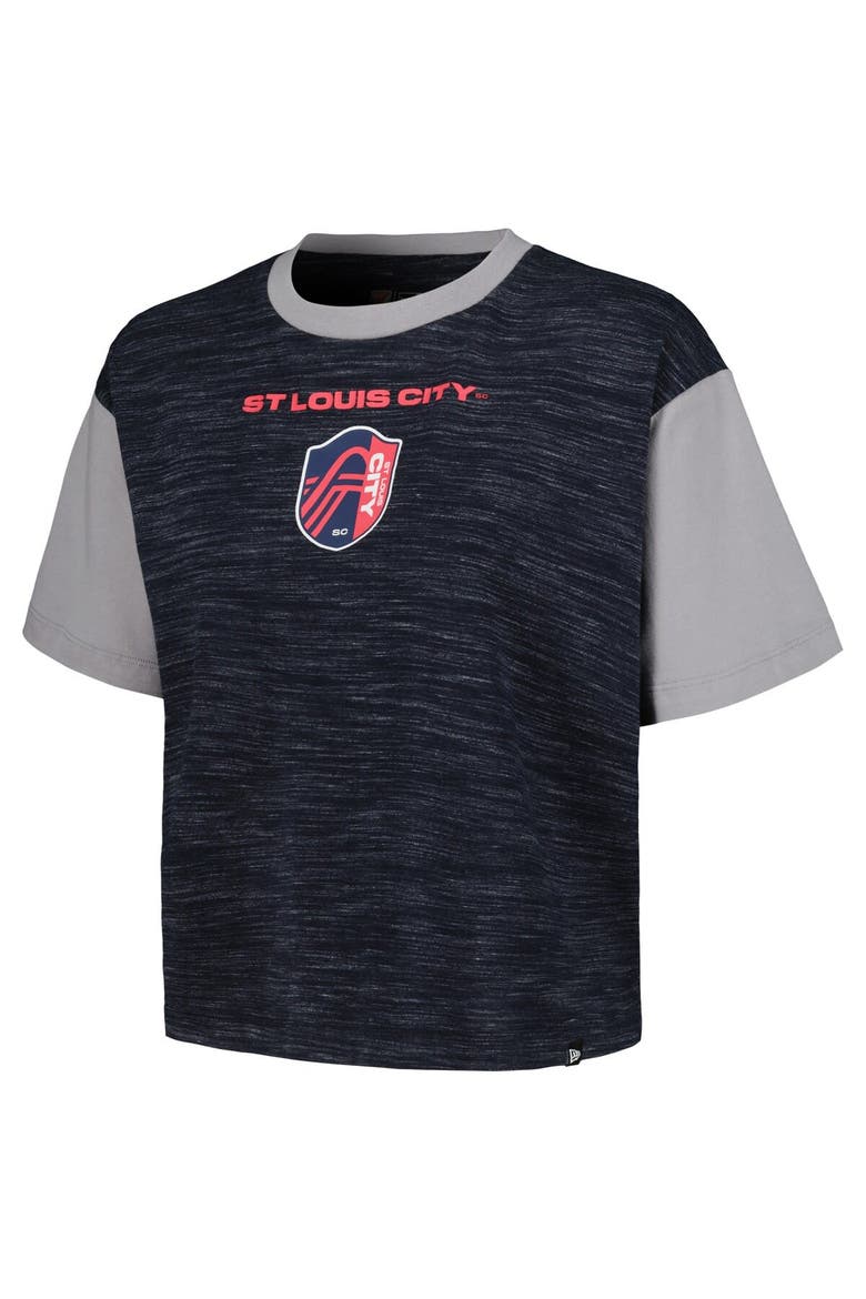 Women's 5th & Ocean by New Era Navy St. Louis City SC Athletic Cross Back Cropped T-Shirt, Alternate, color, Navy