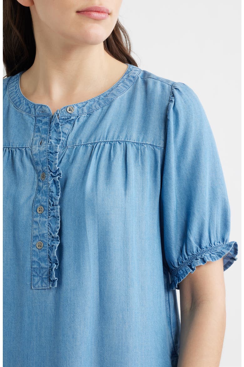 Rhea Ruffle Shift Dress, Alternate, color, MEDIUM WASH