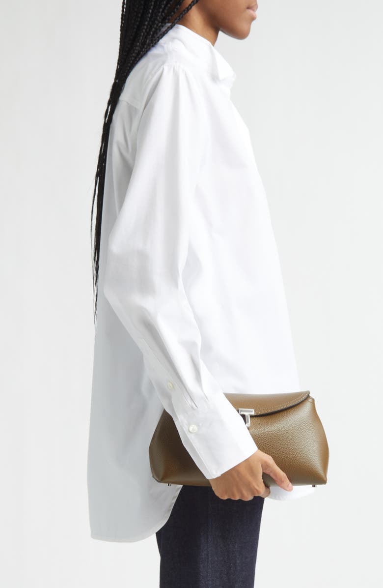 TOTEME Palmellata T-Lock Leather Clutch Crossbody, Alternate, color, Dark Taupe