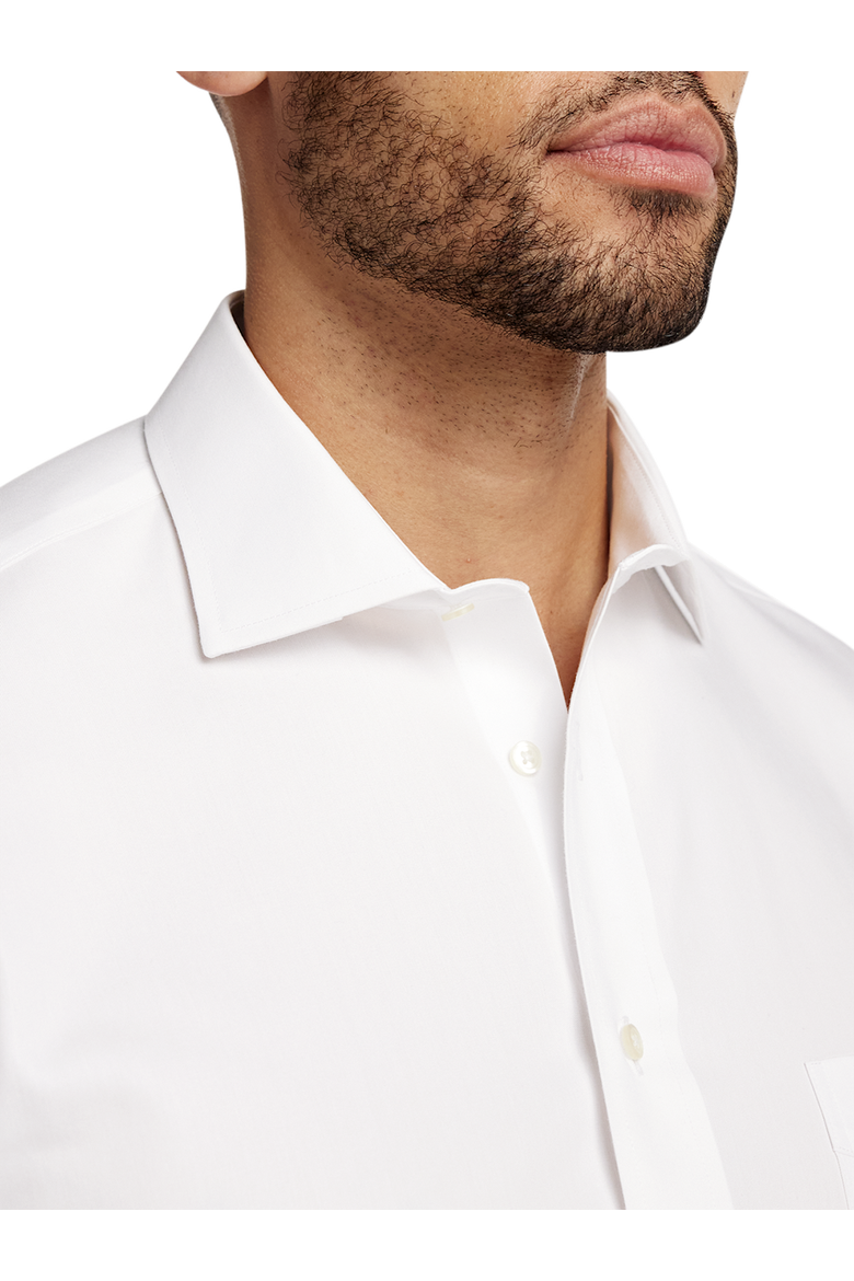 Slim Fit Non-iron Cotton Pinpoint Spread Collar French Cuff Dress Shirt, Alternate, color, White