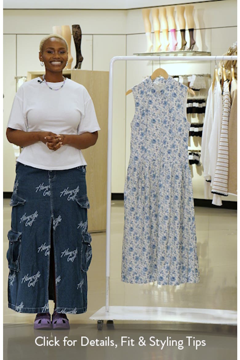 Floral Sleeveless Cotton Midi Shirtdress video