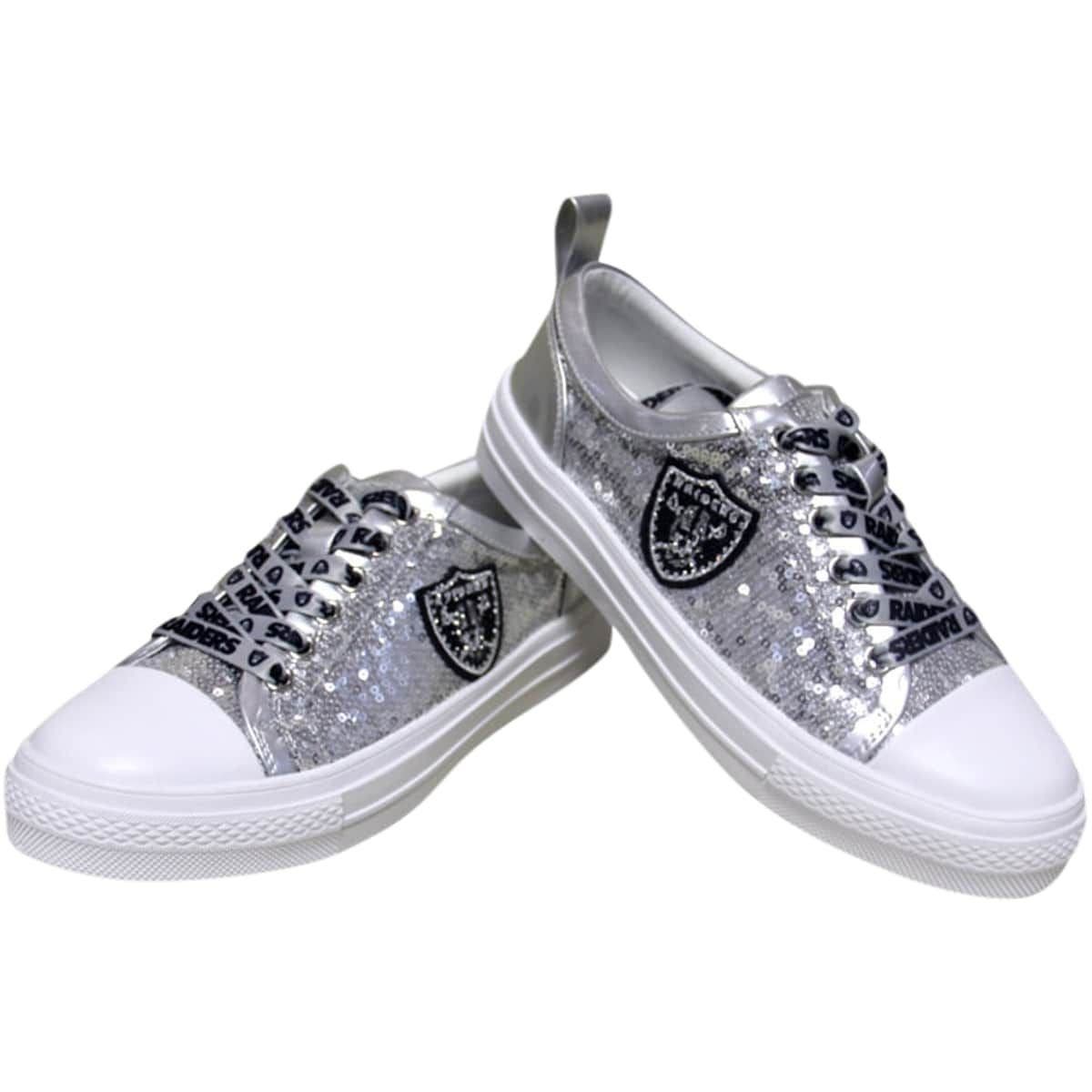 CUCE Women's Cuce Silver Las Vegas Raiders Team Sequin Sneakers, Alternate, color, 