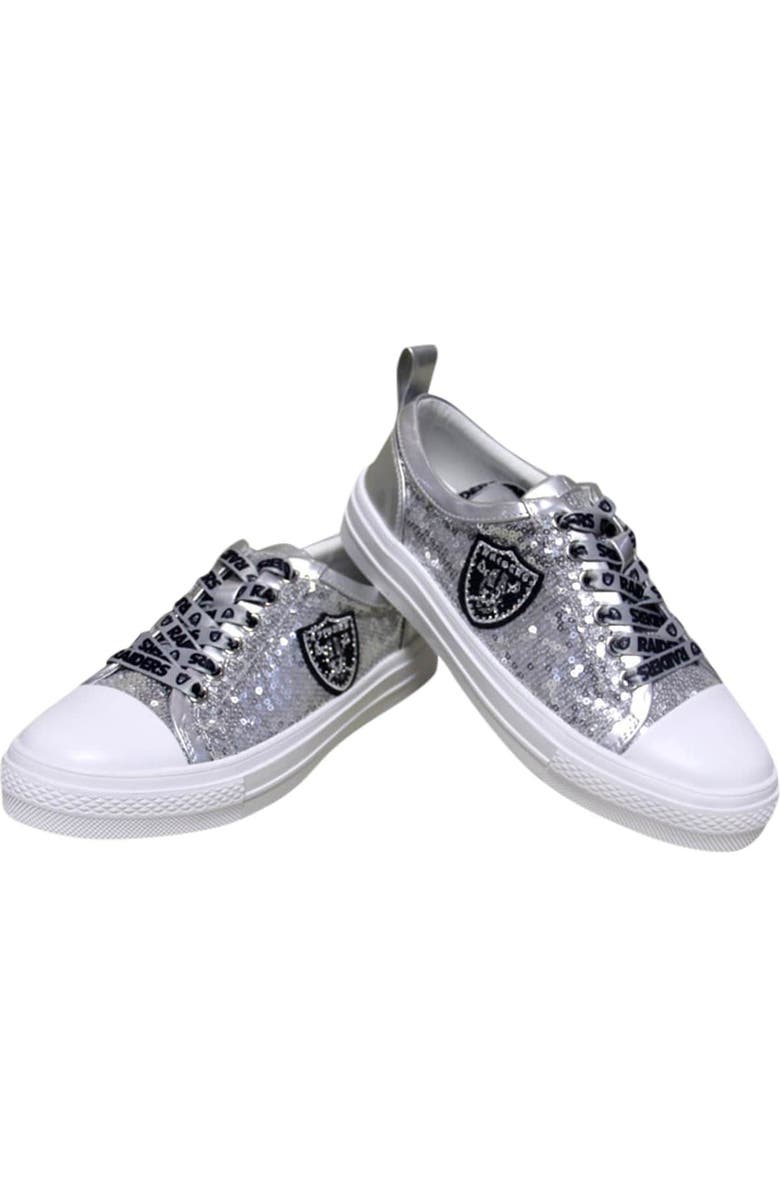 CUCE Women's Cuce Silver Las Vegas Raiders Team Sequin Sneakers, Alternate, color,