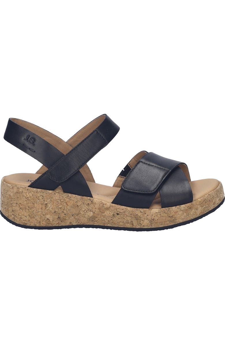Josef Seibel Evita 03 Slingback Platform Wedge Sandal, Alternate, color, Black Leather