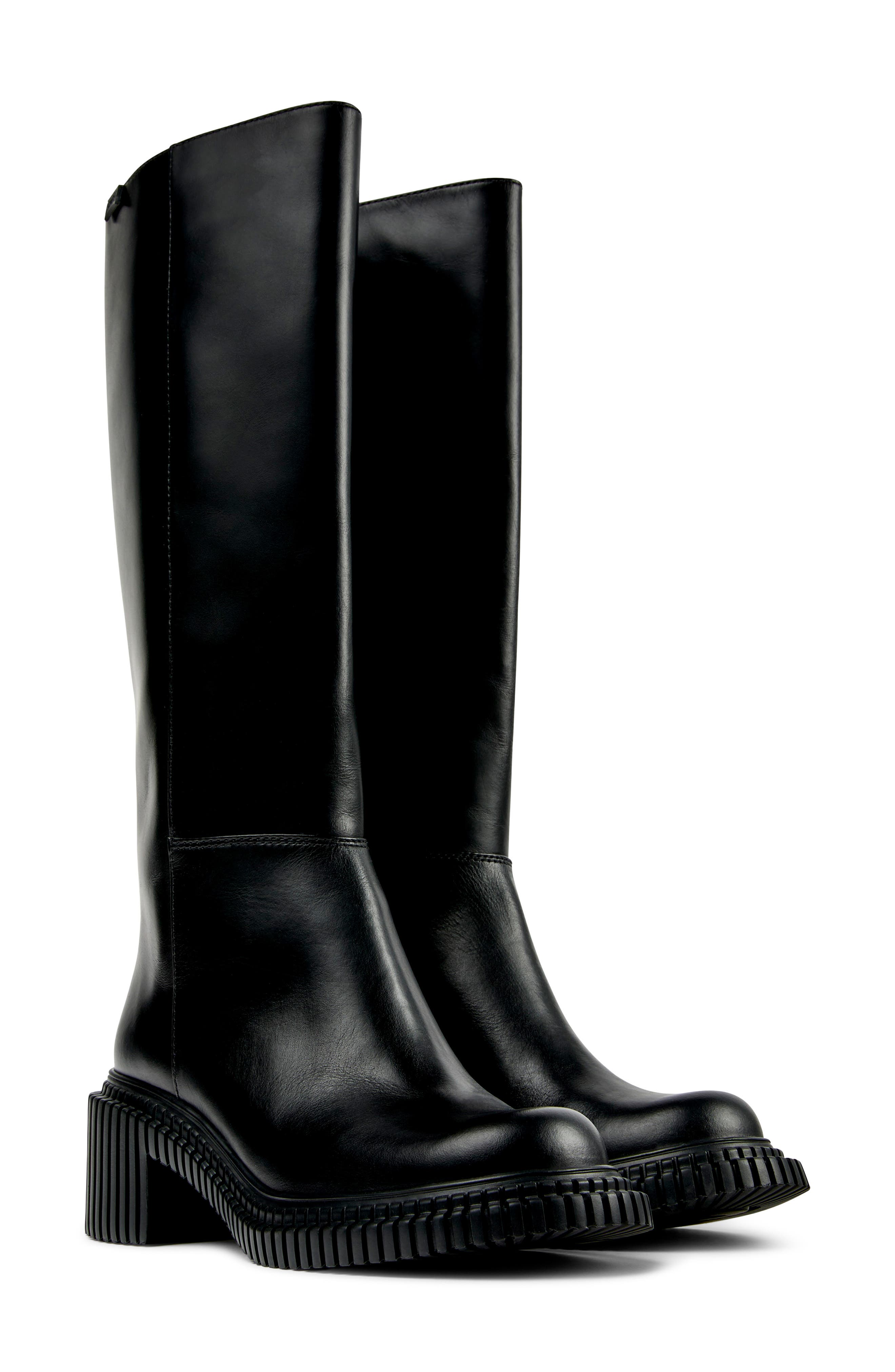 Pix London Leather High Boot, Main, color, BLACK