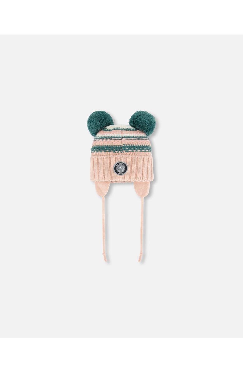 Deux par Deux Baby Girl's Knit Hat With Ears Light Pink Cat Face, Alternate, color,