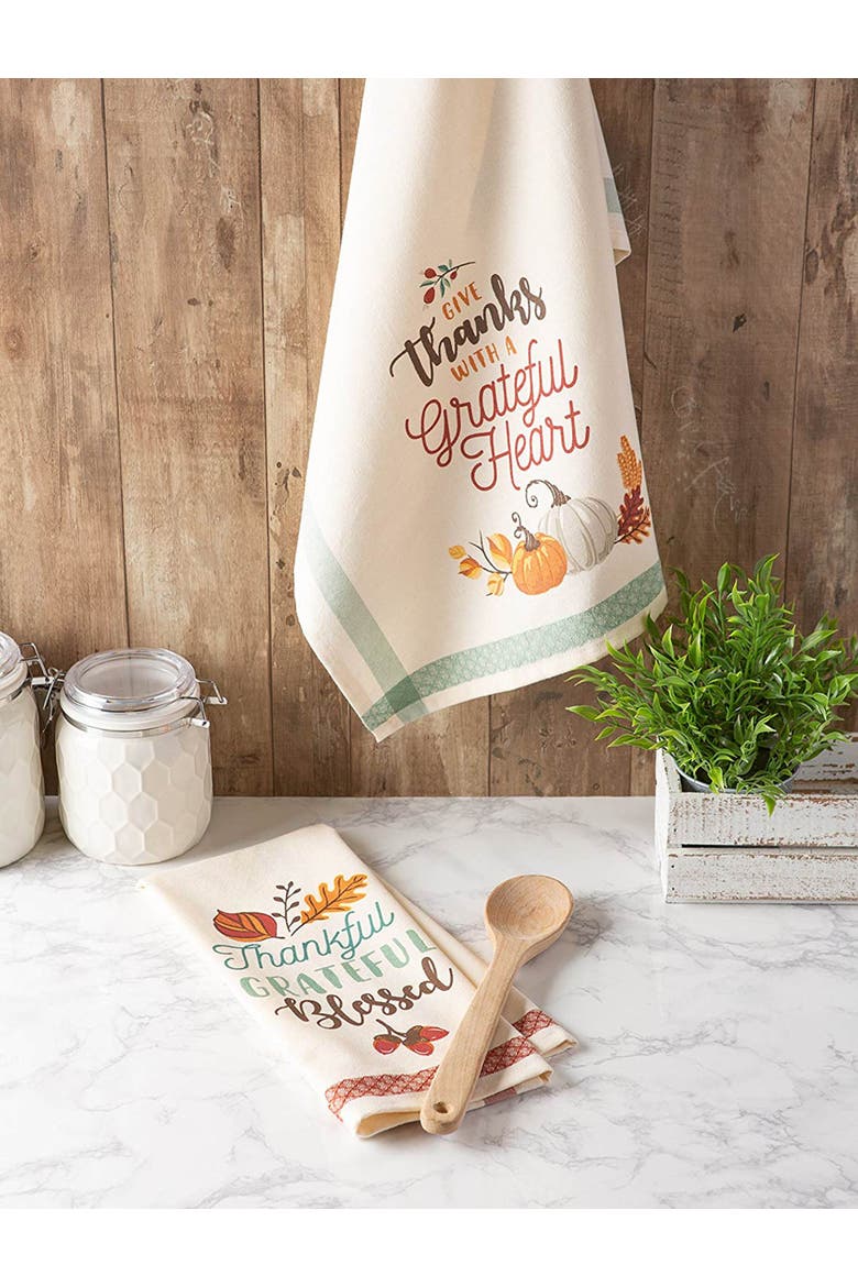 Asst Grateful Fall Printed Dishtowel Set/2, Alternate, color, Grateful Fall