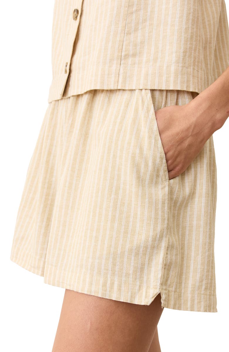 Marine Layer Allison Stripe Hemp Blend Shorts, Alternate, color, Natural Stripe