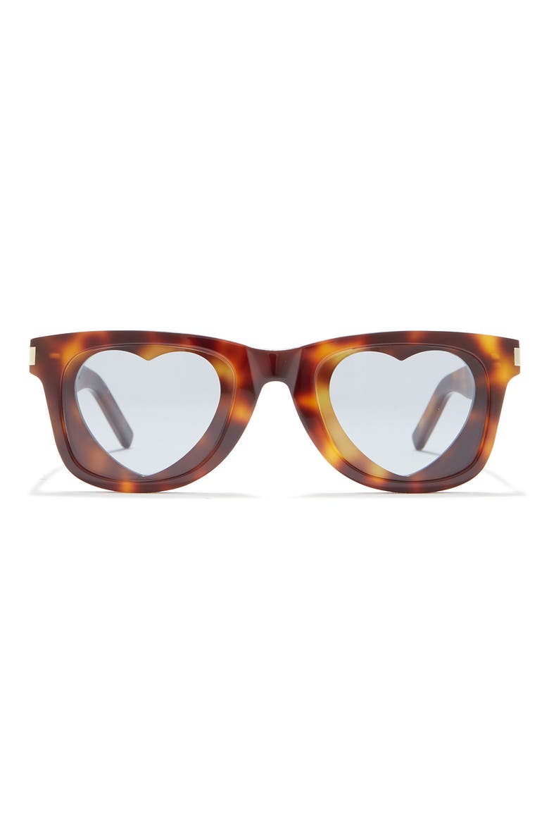50mm Rectangle Heart Sunglasses, Main, color, HAVANA HAVANA GREY/ GRY