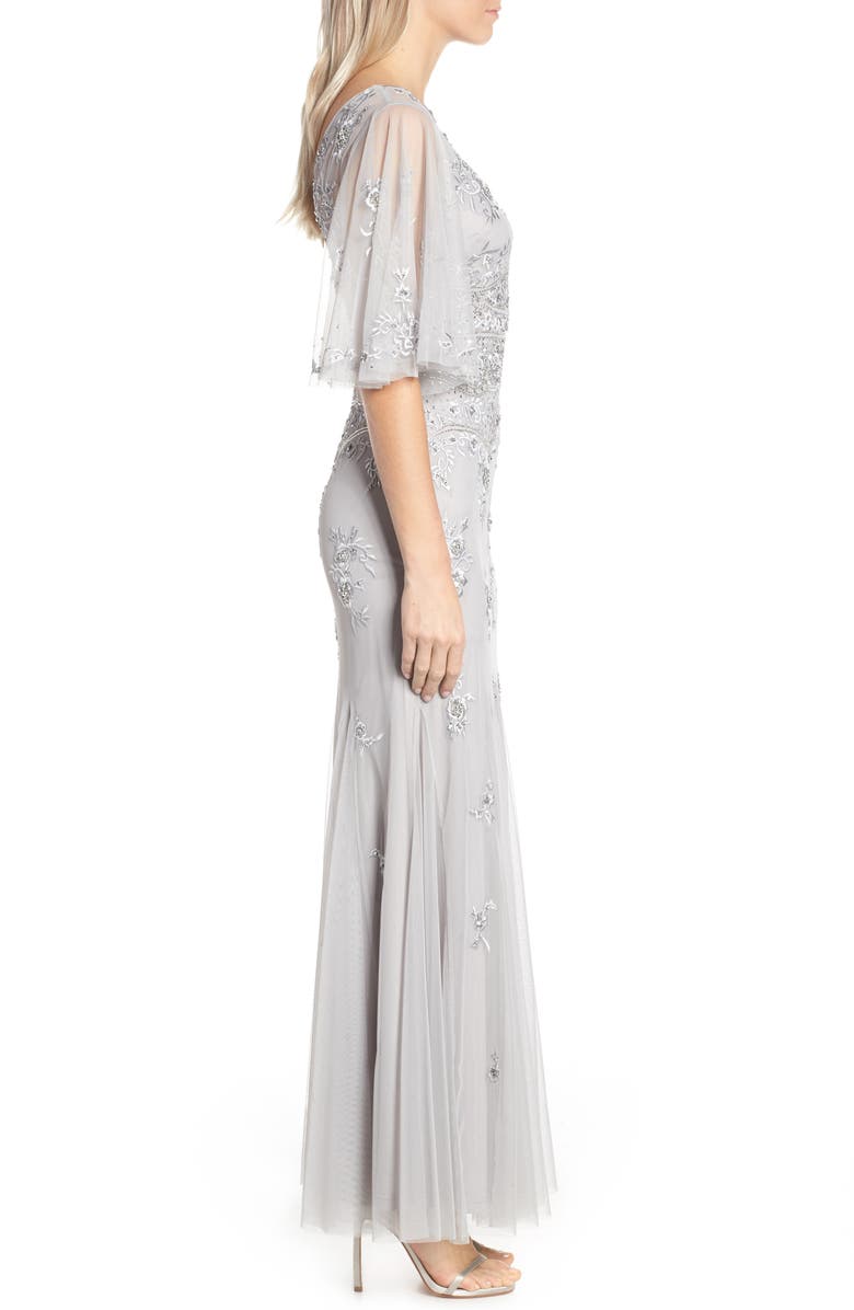 Adrianna Papell Beaded & Embroidered Chiffon Evening Dress, Alternate, color,