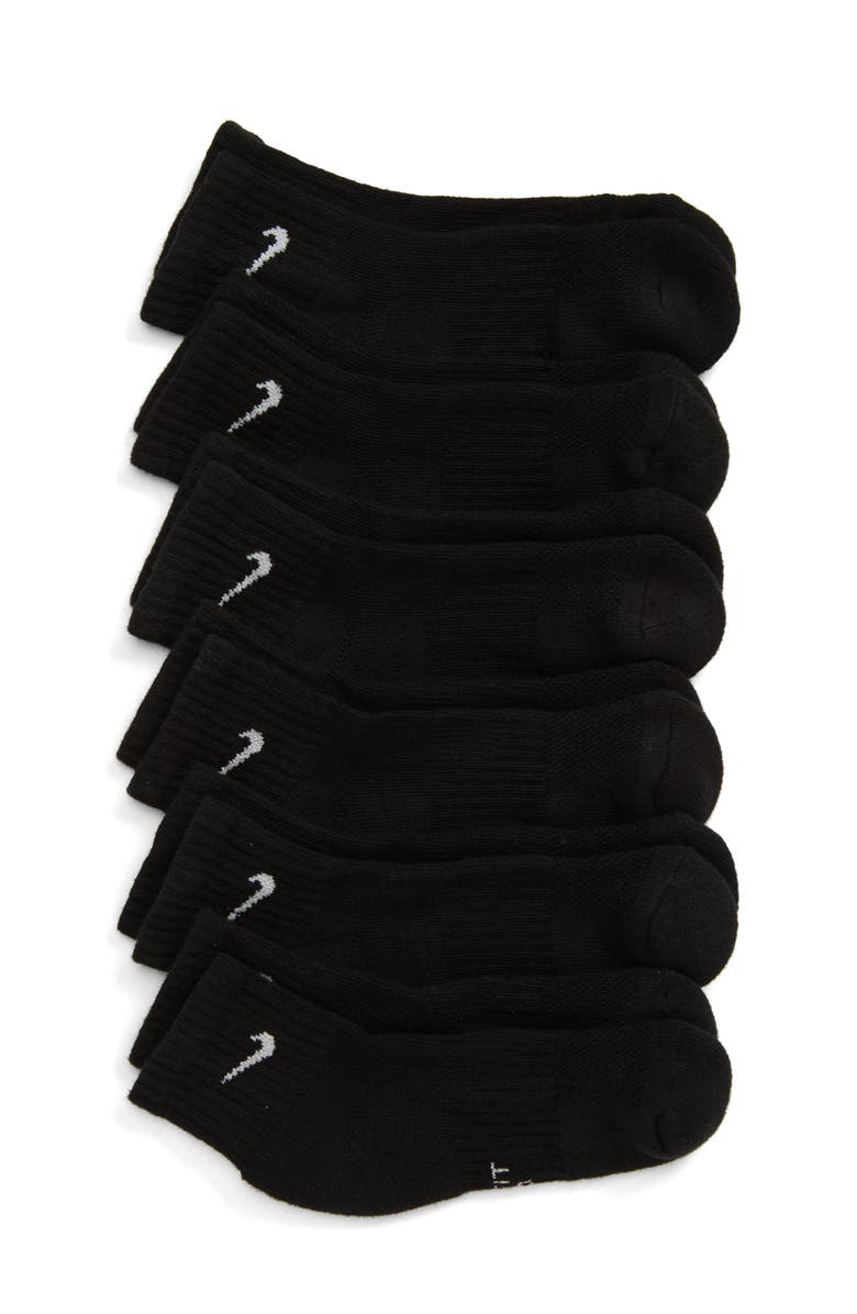 Nike 6-Pack Everyday Cush Ankle Socks, Main, color, Black/ White