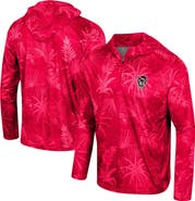 COLOSSEUM Men's Colosseum Red NC State Wolfpack Palms Printed Lightweight Quarter-Zip Hooded Top