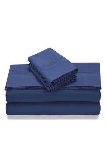 Azores Home 110 Gsm Extra Deep Pocket Sheet Set In Dark Blue
