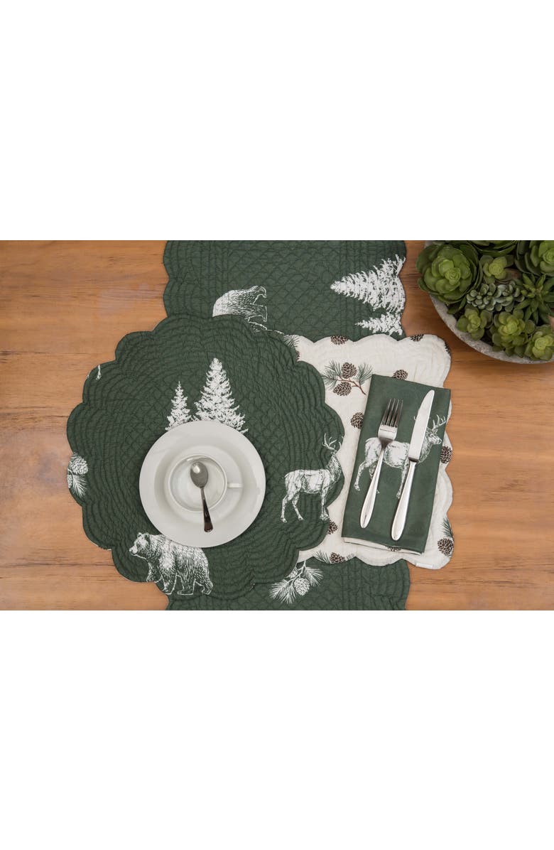 C&F Home Fernwood Forest 100% Cotton Scalloped Set of 6 Placemats 13" x 19", Alternate, color, White