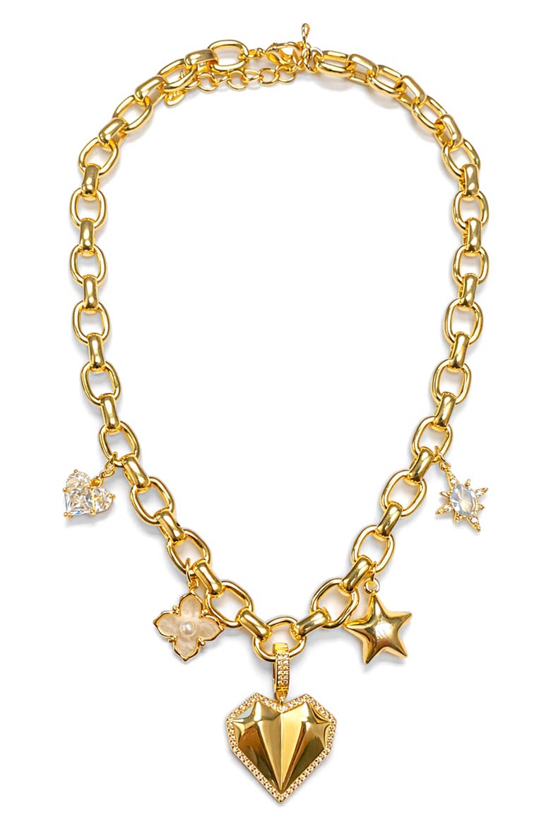 Sweetheart Charm Necklace, Main, color, GOLD