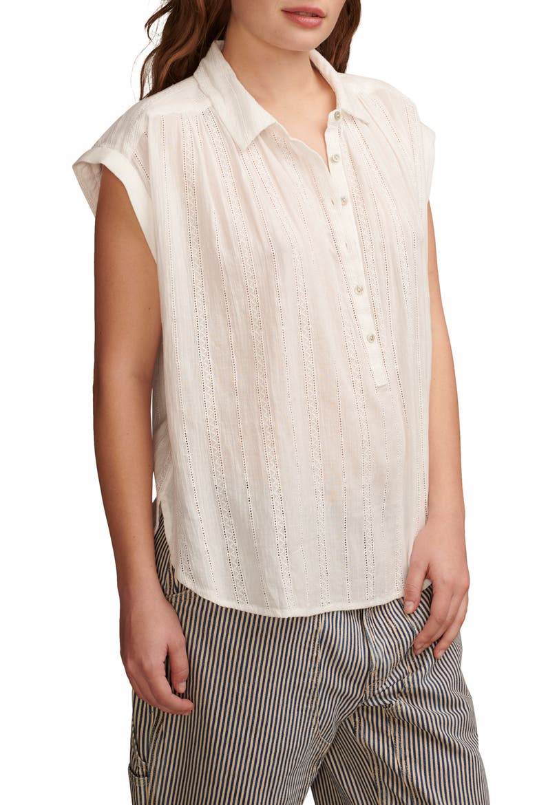 Lace Detail Pullover Top, Alternate, color, BRIGHT WHI