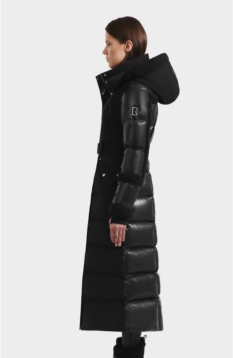 Rudsak Audrey Maxi Down Puffer with Faux Shearling Trim, Alternate, color, Black/Black