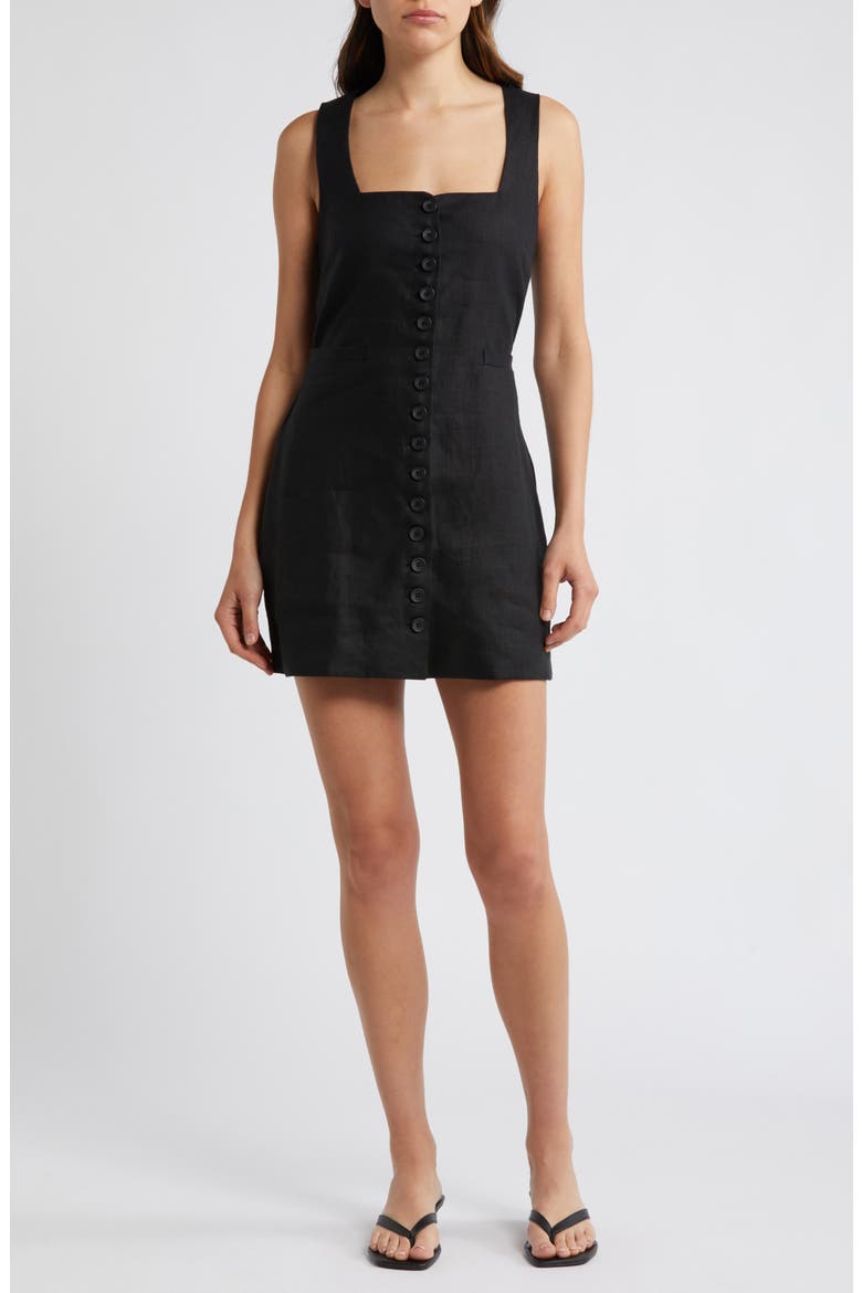 Marinia Linen Shirtdress, Main, color, BLACK