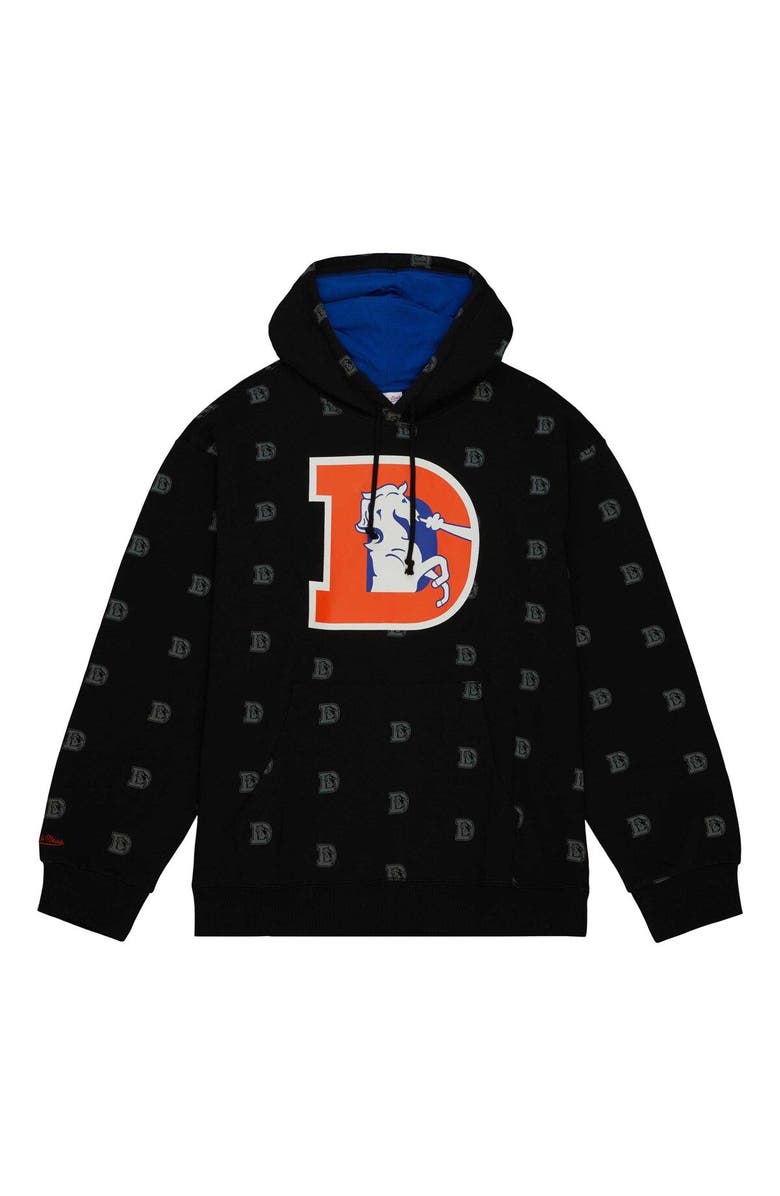 Mitchell & Ness Men's Mitchell & Ness Black Denver Broncos Allover Print Fleece Pullover Hoodie, Alternate, color, 