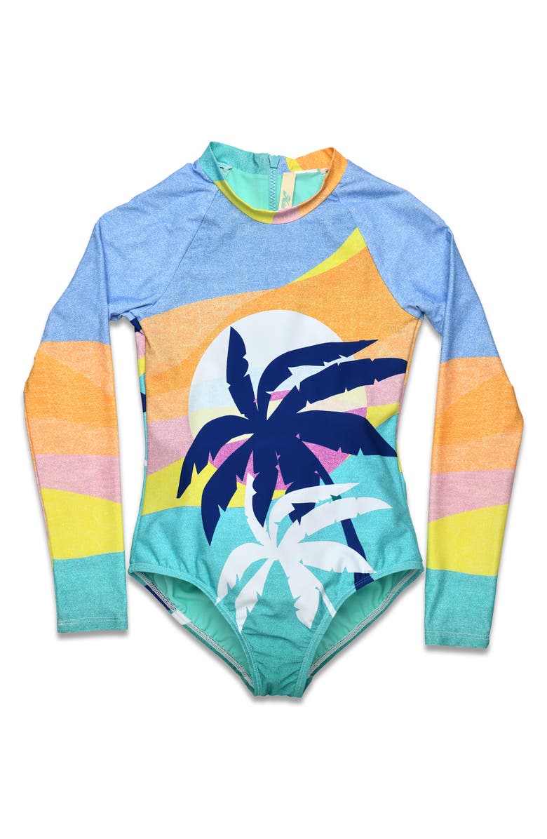 Hobie Kids' Hanalei Bay One-Piece Rashguard Swimsuit, Main, color, 