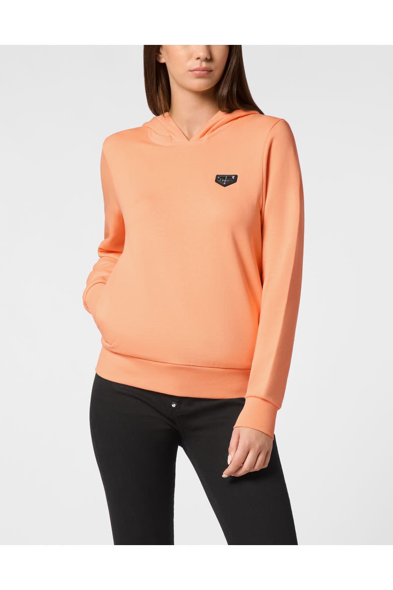 Hoodie Sweatshirt Ls Iconic Plein Women, Main, color, salmon