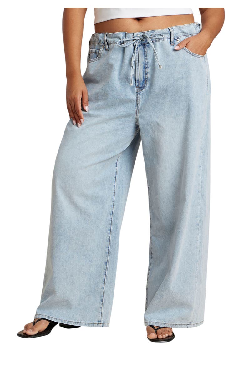 Drawstring Waist Lightweight Jean, Main, color, LIGHT WASH