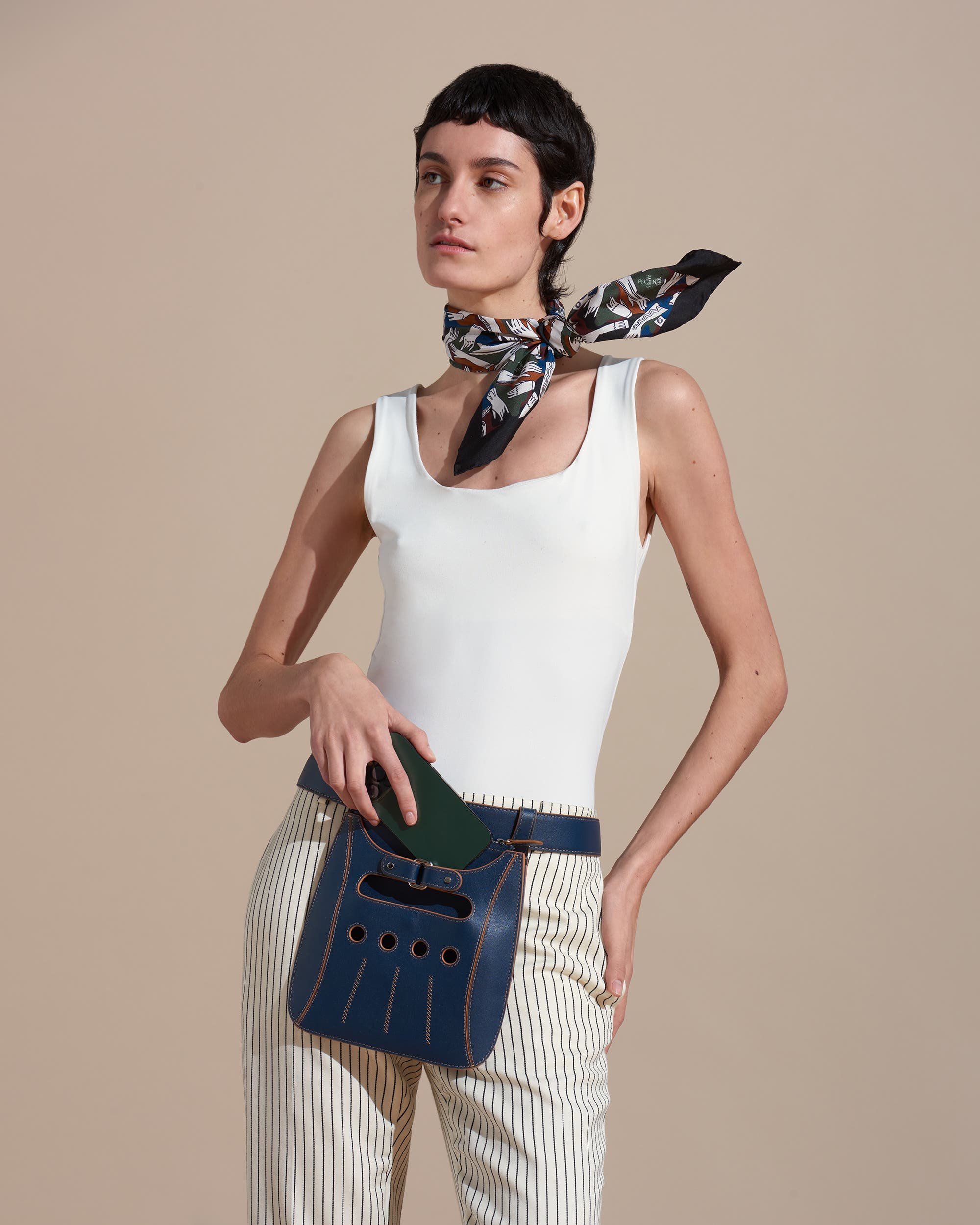 PERRIN PARIS Cabbie Belt Bag, Alternate, color, Black/Caramel