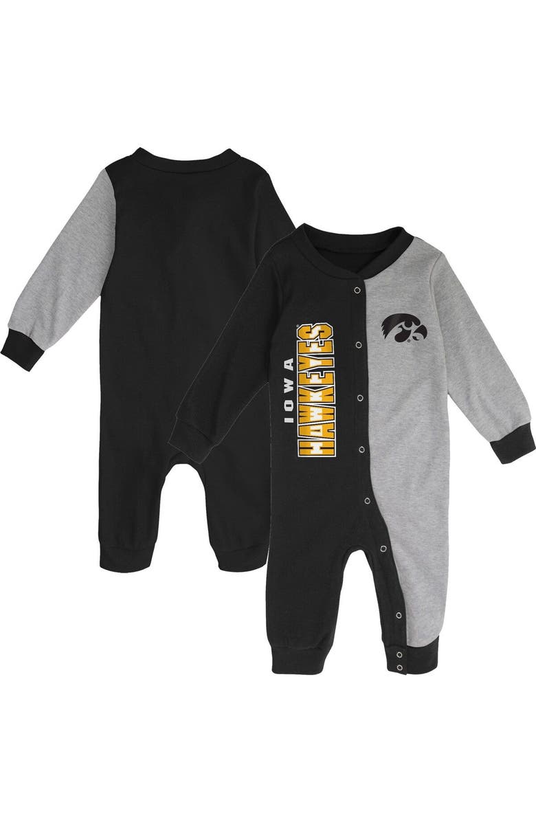 Outerstuff Infant Black/Heather Gray Iowa Hawkeyes Halftime Two-Tone Sleeper, Main, color, 
