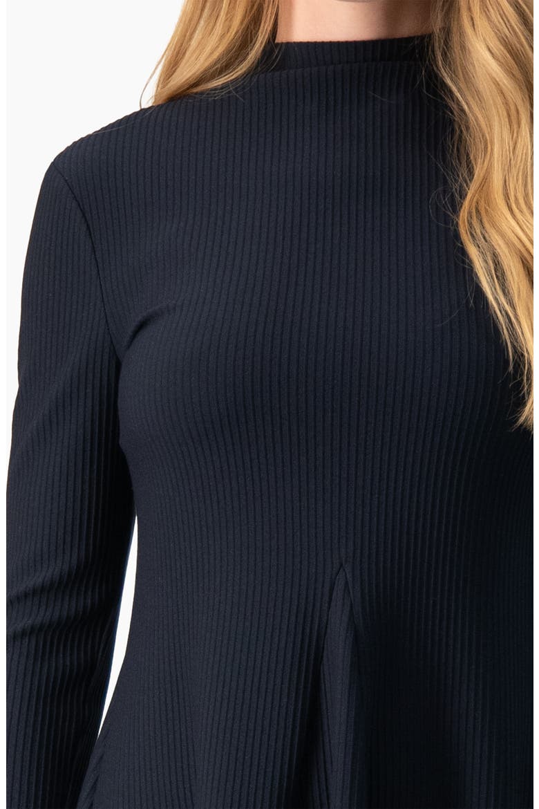 Boat-Neck Long Sleeve A-Line Dress, Alternate, color, Navy Blue