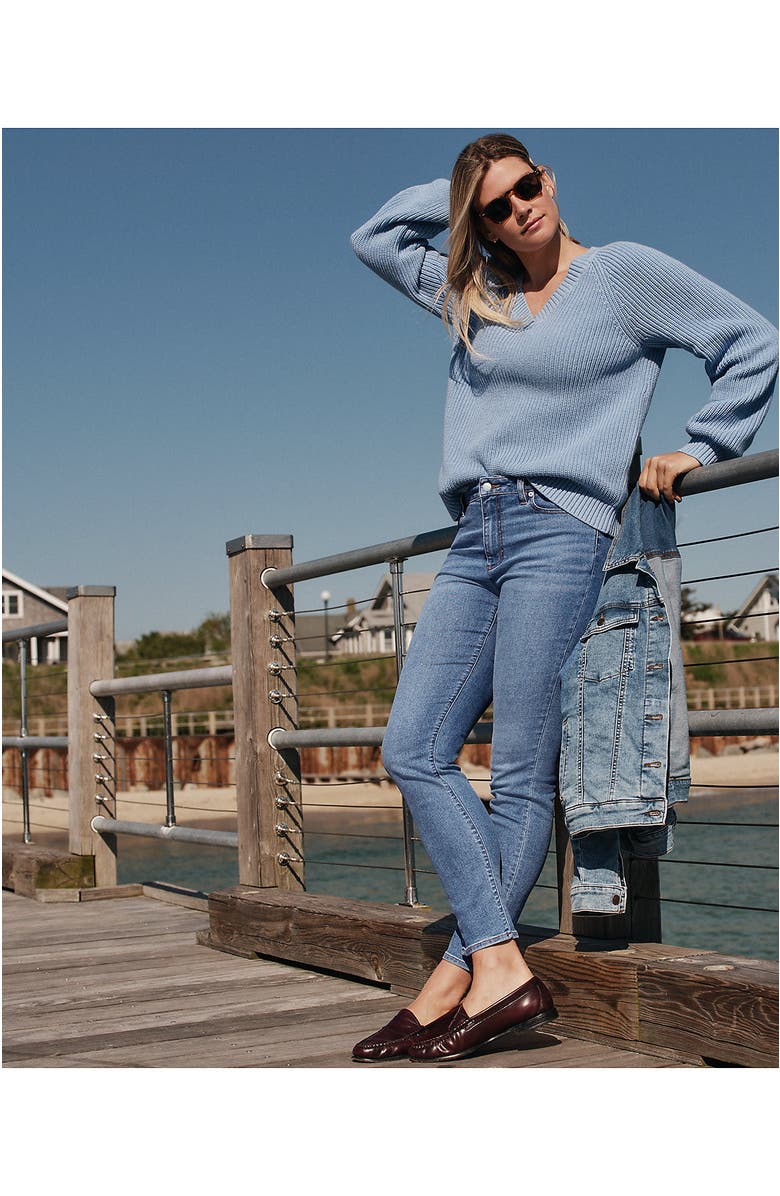 Lands' End Recover Denim Mid Rise Slim Leg Jeans, Alternate, color, Beau Blue