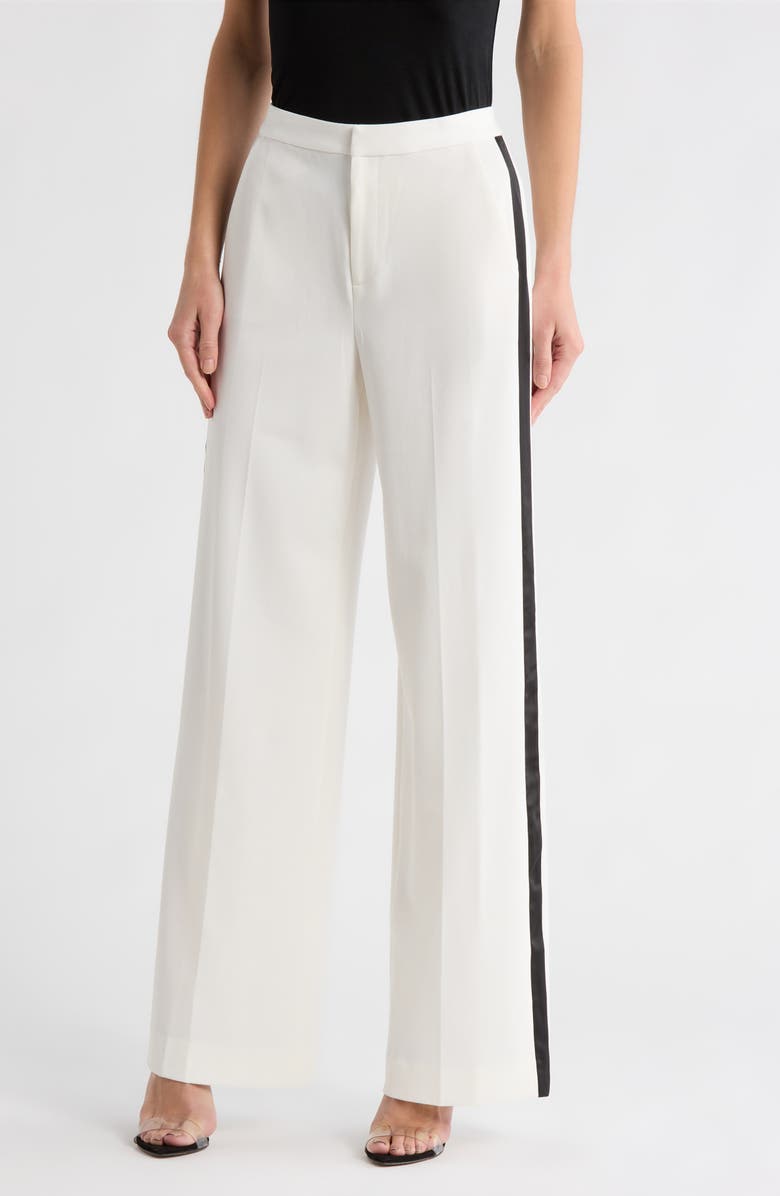 L'AGENCE Livvy Tux Trousers, Main, color, White/ Black