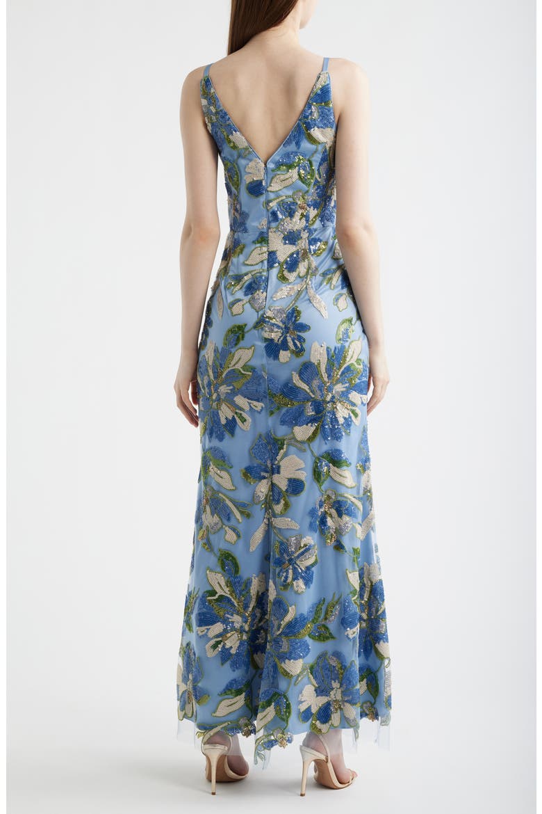 Sequin Floral Mermaid Gown, Alternate, color, BLUE MULTI