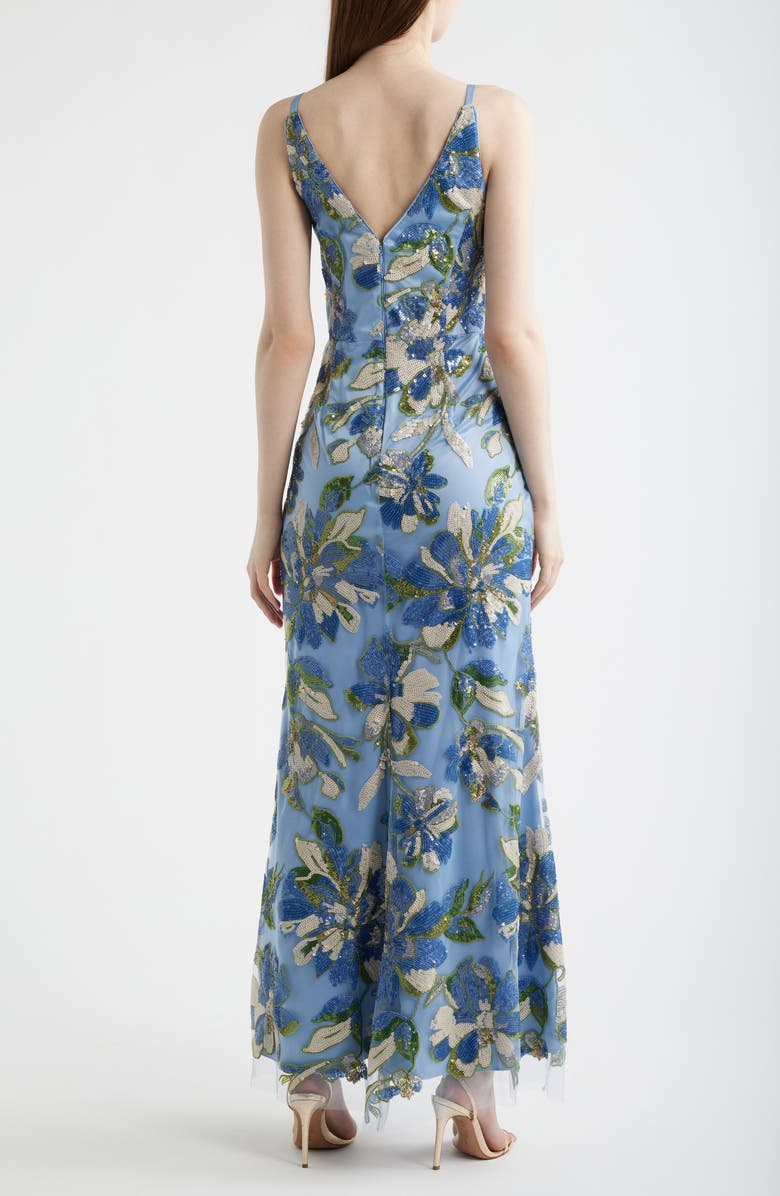 Eliza J Sequin Floral Mermaid Gown, Alternate, color, Blue Multi