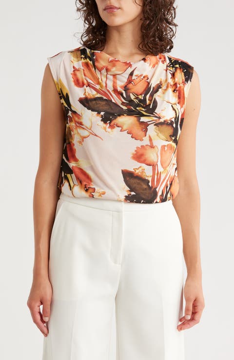 Cowl Neck Sleeveless Mesh Top